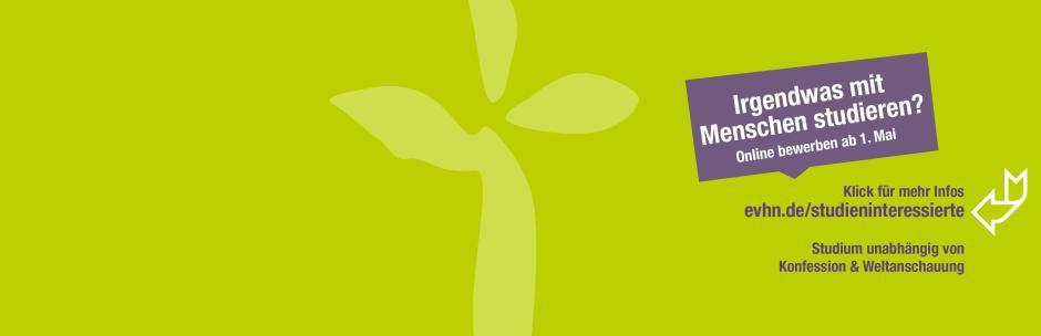 grüne Fläche, EVHN-Logo, Bewerbungszeit startet 1. Mai